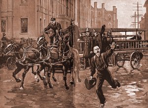 Eine Haken- und Leiterkompanie in den 1890er Jahren, New York von Thure de Thulstrup